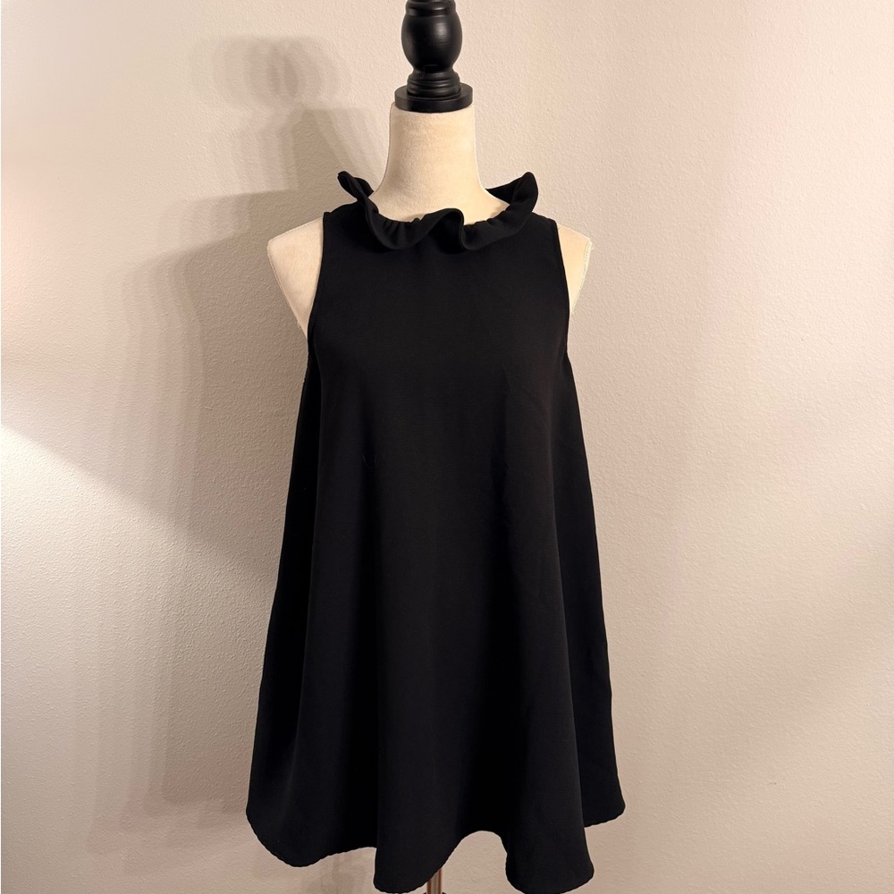 (SOLD) The Impeccable Pig Black Ruffled Tunic Mini Dress